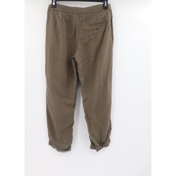 wilfred women’s 00 Allant pants linen olive green belted pockets cuffed cropped - Picture 4 of 12